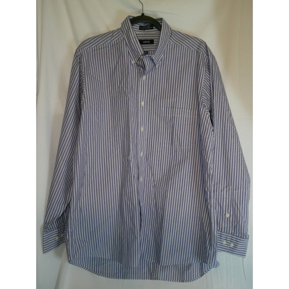 IZOD Mens Striped Button Down Long Sleeve Dress Shirt Regular Fit 16 1/2 34/35 L